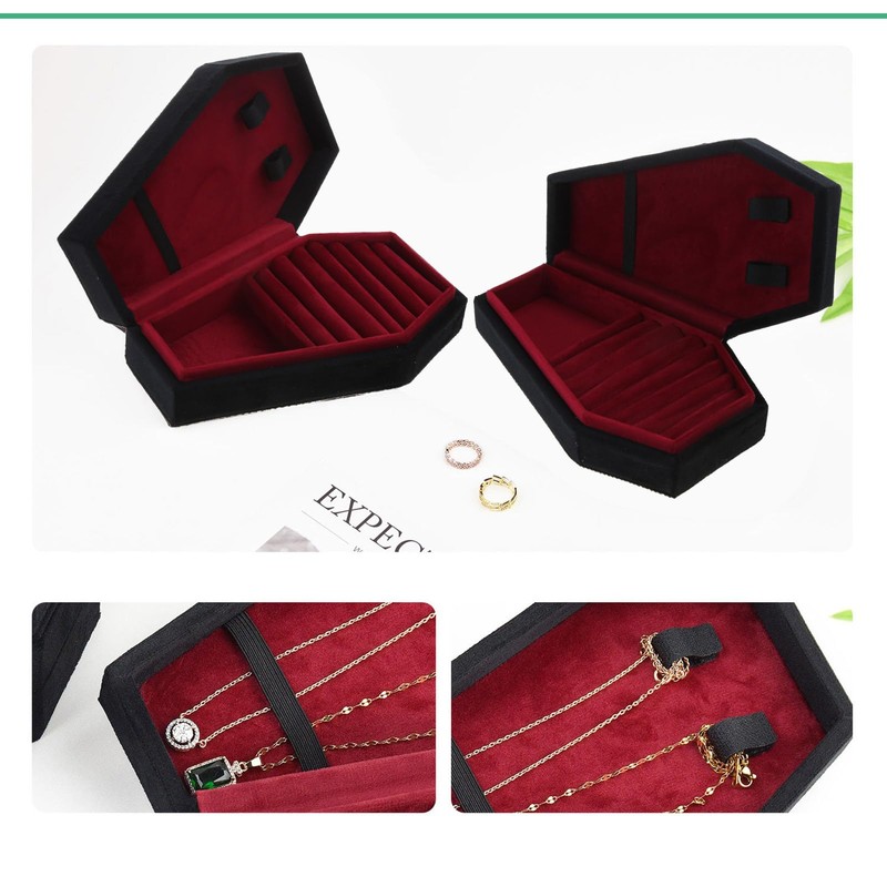 YUNNESS Velvets Jewelry Storage Box Coffin Necklace Earring Box Display