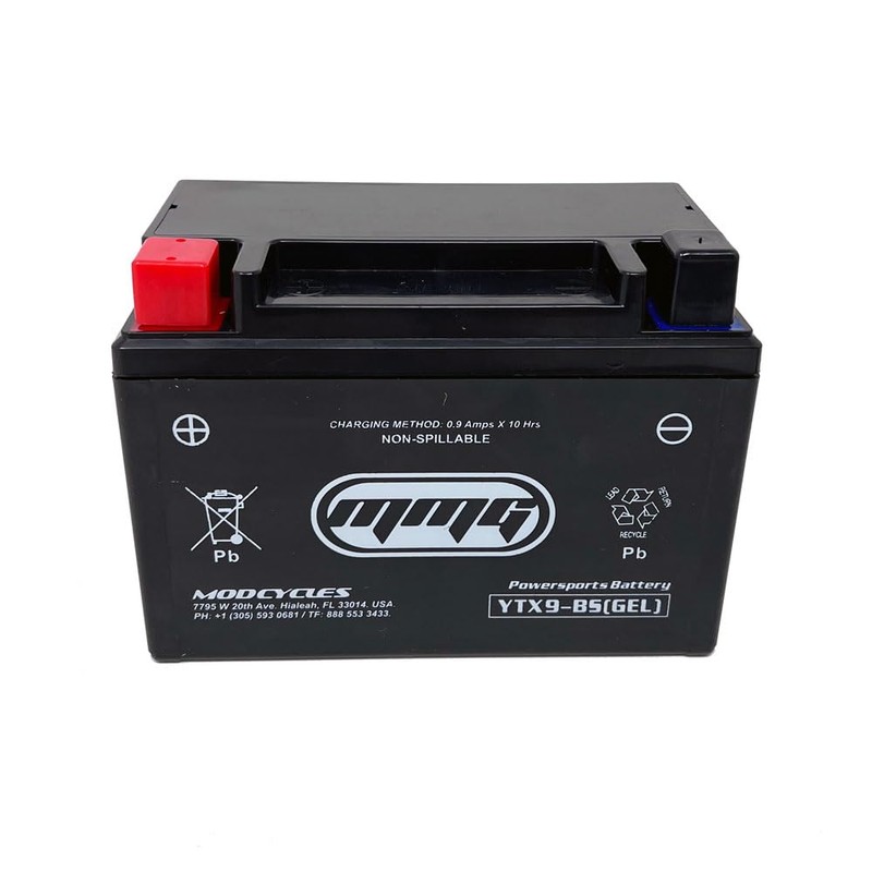 MMG YTX9-BS AGM Gel Sealed Leak-Proof Powersports Battery for Motorcycles,