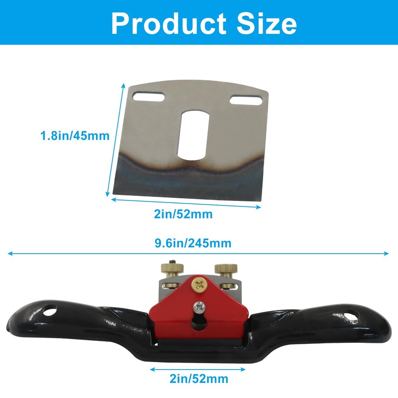 Aracombie 10" Adjustable Spokeshave with Flat Base, Professional-Grade Metal Blade