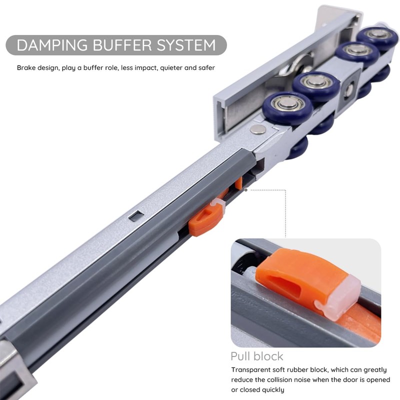 HOWHY Slow Close Barn Door Slide Hardware and Track Set,