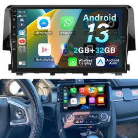 Podofo Apple Carplay For Honda Civic 2016-2020 Android 13 Car Stereo Radio GPS WIFI RDS