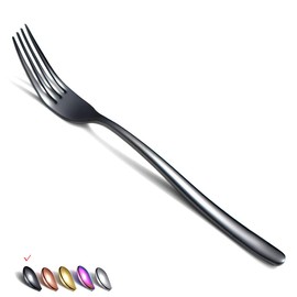 HOMQUEN Black Table Forks, 6 Pieces, Stainless Steel, 8 Inch Forks, Cutlery Set, Dessert Forks, Table Forks, Salad Forks for Home, Kitchen or Restaurant, Dishwasher Safe
