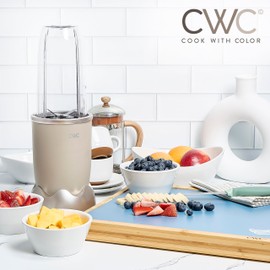 COOK WITH COLOR Personal Power Blender 600W, 24oz Capacity, BPA-Free Jar, Ice-Crushing Blades, Ideal for Smoothies & More, Anti-Slip Feet, Easy to Clean, Greige