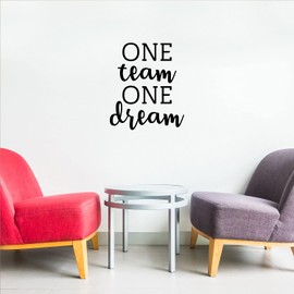 Vinyl Wall Art Decal - One Team One Dream - 20" x 17" - Trendy Motivational Good Vibes Quote Sticker for Office Conference Room Work School Classroom Home Bedroom Living Room Decor (Black)