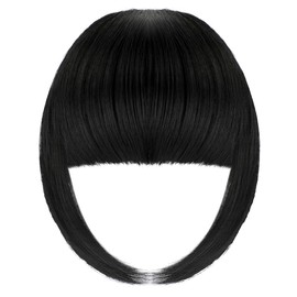 Leterly Clip in Bangs Hair Clip Extension French Curved Natural Wispy Hairpieces for Women Black-1