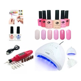 Rj Kit Gel Semipermanente+pulidor+lampara Uv/led 48w+base+top