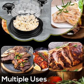 NEXYMART Chicken Shredder 10” Large Breast Shredder Tool Twist Brush Fork Tong Mat and Grill Cutter with Transparent Lid Meat Machine Strong Anti Slip Strip Suitable for Pork Beef Chicken