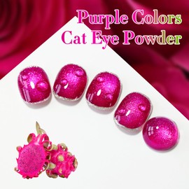 Double Rhythm 15ML Ice Glass Cat Eye Gel Polish with Magnet Holographic Glitter Shimmer Translucent Sheer Color Salon Soak Off Magnetic at Home (Pitaya Purple-MC1072)