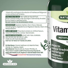 Natures Aid Vitamin B12 1000µg – High Strength Sublingual Tablets – Supports Energy, Metabolism & Nervous System – Vegan, Non-GMO, Gluten-Free Supplement – 90 Tablets