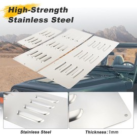 REARACE Vented Hood Louver Kit Fit for Jeep Wrangler TJ 1997-2002, Vented Engine Vent Insert Radiator