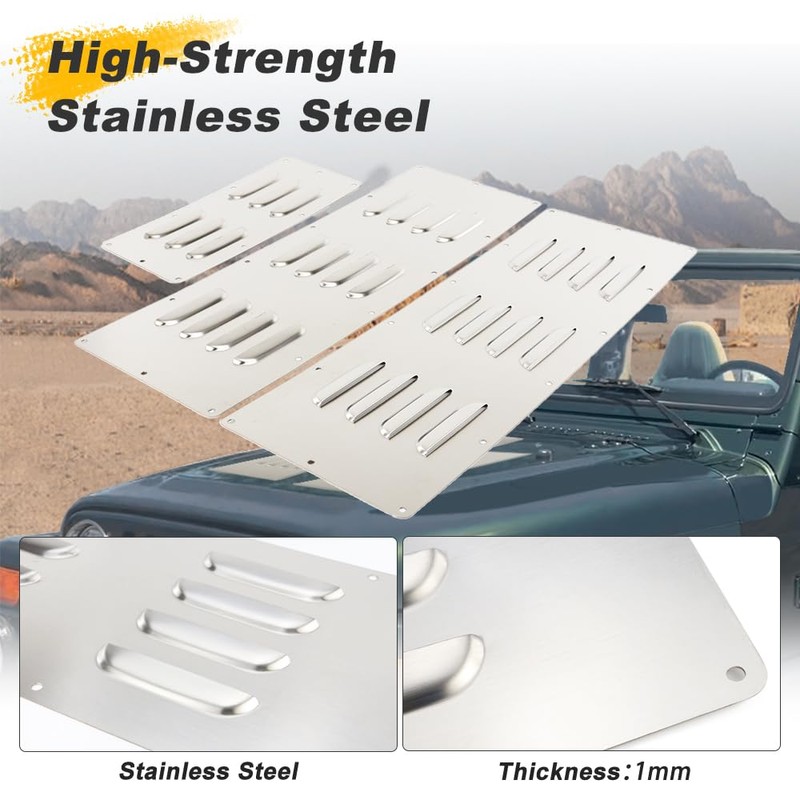 REARACE Vented Hood Louver Kit Fit for Jeep Wrangler TJ