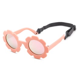 AZorb Baby Flower Sunglasses with Strap Polarized UV 400 Protection for Infant Toddler Boy Girl Age 0-24 Months (Matte Pink/Pink Mirror)