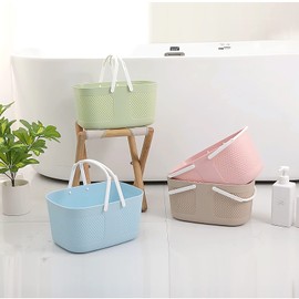 Shower Caddy Basket, Portable Large Capacity Thickened Plastic Organizer Storage Tote with Handles Drainage Toiletry Bag Bin for Bathroom, College Dorm Room Essentials, Kitchen, Camp, Gym, Khakis