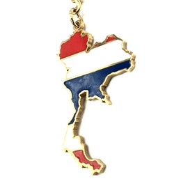 SNS Components Thailand Thai Siam South East Asia Asian Gold Key Ring Chain Country Flag Metal Enamel Keyring