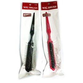 Metal Wig Teaser Tail Brush - 3 rows anti stactic brush weave brush, red, red by annie Company