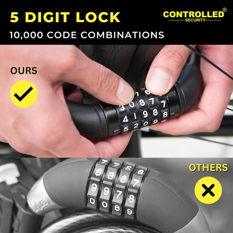 The CONTROLLED SECURITY 5 Digit Combination Bike Lock - 1200mm