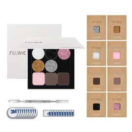 Fillwie Magnetic 8-Color Mini Eyeshadow Palette with White Magnetic Case, 10 Round & 10 Square Magnetic Metal Stickers, and Short Color Mixing Stick