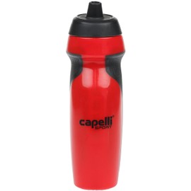 Capelli Sport Sports Water Bottle, Plastic Squeeze Water Bottle with Easy Open Nozzle and Grip Panels, Red