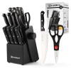 19-Piece Plastic Handle Carbon Steel Kitchen Knife Block Set with