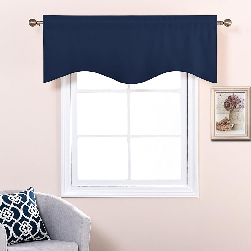 NICETOWN Scalloped Valance Curtain for Bedroom - Thermal Insulated Light