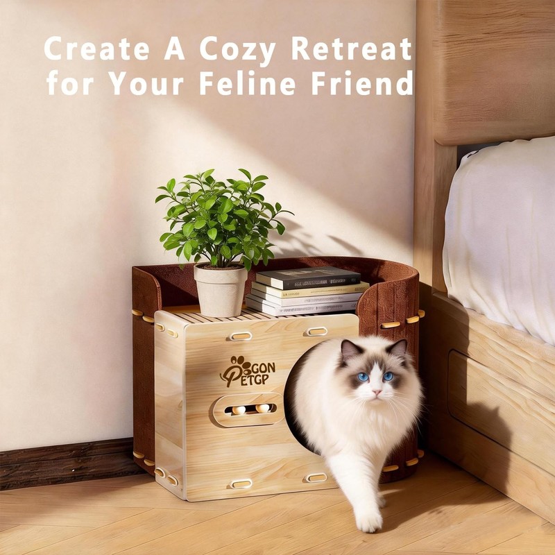 GONPETGP Cat Beds for Indoor Cats, Cat House Cave with