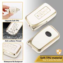 CTRINEWS for Lexus Key Fob Cover with Luxury Diamond Bling Braided Rope Keychain, Upgraded Soft Case for Lexus GS GS-F ES IS IS-F RC RC-F NX LX570 RX350/450h (4 buttons) (Gold, A1)