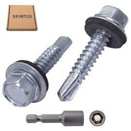 SKIR'CO (Pack of 30) Zinc Plated Roofing Screws 6.3 x 32mm Self Drilling Screws with EPDM Washers Hex Head