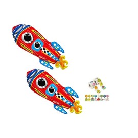 Set Of 2 Spaceship Rocket 28'' Balloons Birthday Party Decorations Favors Includes 10 Stickers Valueballoon Party & Gifts Alien Outer Space Astronaut