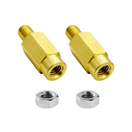 5/16"-18 Brass Battery Terminal Clamp Extension Bolts, Male and Female Bolt Extender Stud for Add-on Applications, Pack of 2