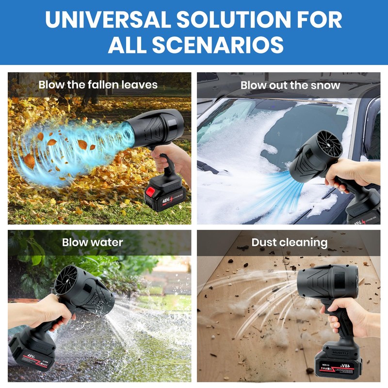 Electric-Cordless-Leaf-Blower - 420000RPM Handheld Leaf Blower - 48V*2Pcs Batteries and