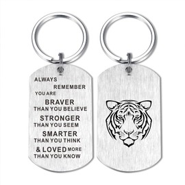 Fashion Tiger Keychain Inspiratinal Gift Tiger Fans Key chain Tiger Decor Dog Tag Tiger Lover Gift for Women Men Tiger Stuff Keychain