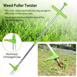 iMounTEK Weed Puller, Stand Up Weeder Hand Tool, Weed Puller Twister Long Handle Garden Weeding Tool with 3 Claws, Hand Weed Hound Weed Puller 8.98in Long Handle w/Foot Pedal