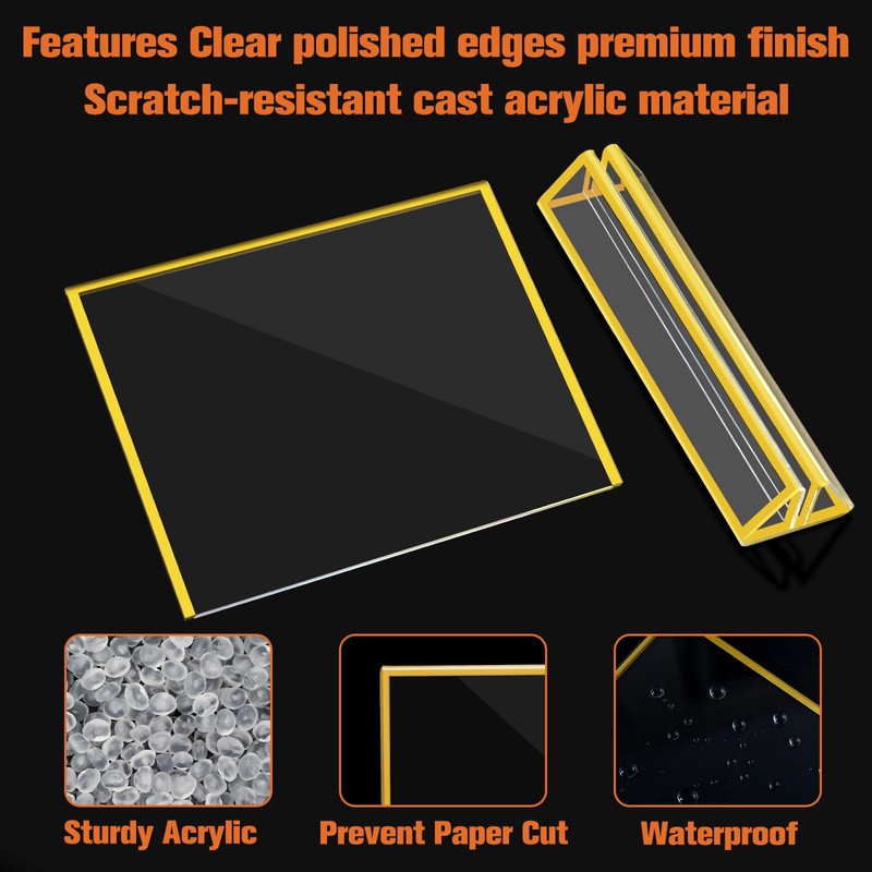 Gabotrie 8 Pack Acrylic Sign Holders with Golden Border, Double
