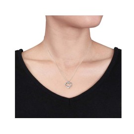 Accent Diamond Heart Pendant Necklace in Sterling Silver with Chain