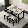 Linique 3-Piece Modern Faux Marble Bar Table Set with Storage