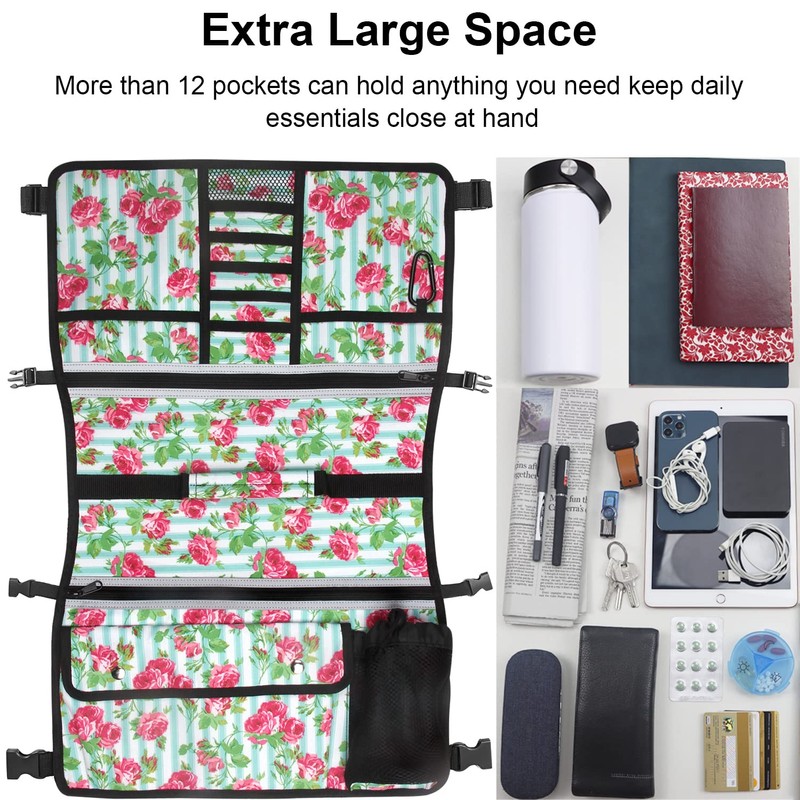 Wheelchair Storage Bag, Wheelchair Double-Sided Armrest Pouch with Cup Holder