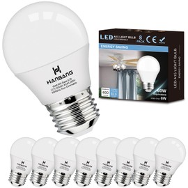 hansang 8 Pack A15 LED E26 Small Light Bulb, Daylight 6000K, 60Watt Equivalent Ceiling Fan Light Bulbs, E26 Standard Base Appliance Light Bulb, 600 Lumen, CRI85+, Eye Protection, 120V, Non-Dimmable