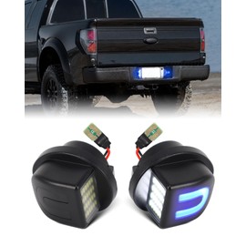 PWOBVZ LED License Plate Lights Tag Lamps Compatible with F150 F250 F350 F450 F550 Super Duty Bronco Excursion Ranger Expedition Explorer Rear Bumper Tag Lamp, White & Blue U-Shaped Light Strip, 2PCS