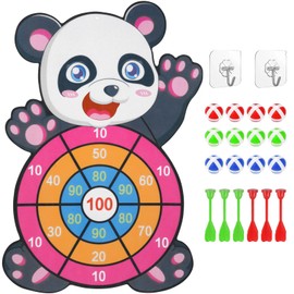 Flintronic 21Pcs Panda Dart Board Set, Dart Board Kids Toys for 3-9 Year Old Boys Girls, Panda Toys for kids with 12 Sticky Balls 6 Darts, Age 3-12 Indoor Outdoor Party Games Toys Gifts