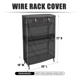 MOLLYAIR Wire Shelf Cover,600D Heavy Duty Waterproof Dustproof Standing Shelf Units Cover, Storage Rack Cover with Zipper for Metal Shelving(Cover only) (36" W x 18" D x 72")