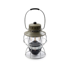 Barebones Railroad Lantern - Camping Lanterns with Rechargeable Battery - Outdoor Lights with Vintage Lantern Inspiration (Olive Drab)