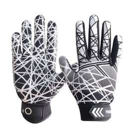 Football Receiver Gloves Youth Receiving Gloves Pro 3.0 Durable Breathable Flexible for Kids Boys Girls in White Red Black Blue Small Large Medium X-Large (Black, Large)