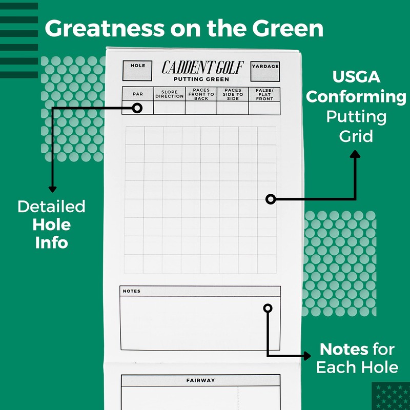 CADDENT GOLF Yardage Book - ゴルフジャーナル&ログブック ゴルフクラブヤード数チャート付き - ゴルフノートブックバックポケット -