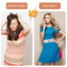 cobee Women Elastic Wide Belt,Waist Belt with Flat Buckle(White)