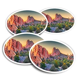 Vinyl Round Stickers (Set of 4) 10cm - Garden of the Gods Colorado Springs USA for Laptops, Tablets, Luggage, Scrap Booking, Fridges #50997