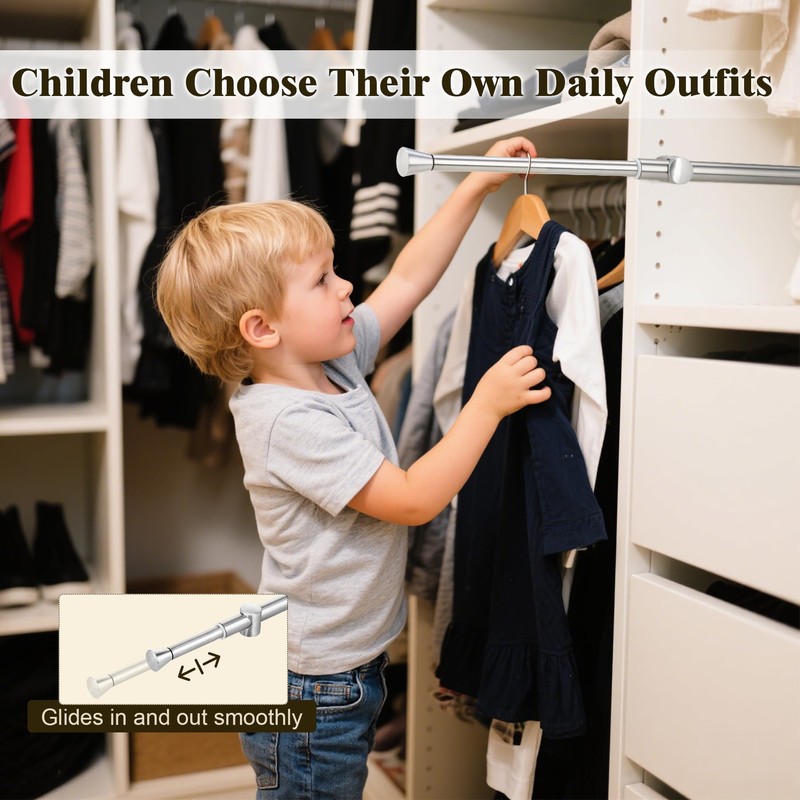 Valet Rods for Closets, Adjustable Closet Rods for Hanging Clothes,