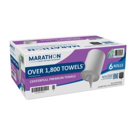 Marathon Centerpull Premium White 1-Ply Paper Towels 6 Rolls, 300 Sheets/Roll