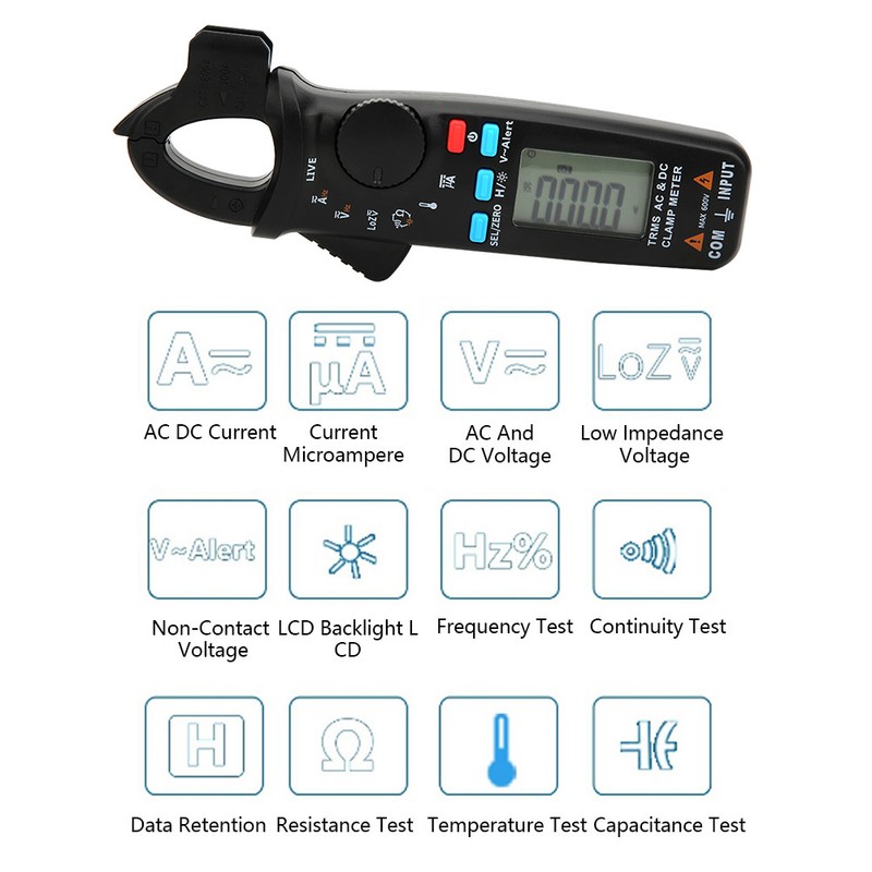 ACM91 True RMS Digital AC/DC Current Clamp Meter Multimeter for