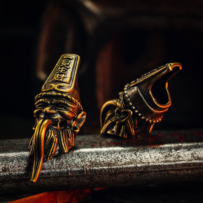 HorixGearナイフビーズチャーム ストラップ ジッパープル キーチェーンペンダント ブレスレットネックレスアクセサリーEDC玉 DIY手作りアクセサリー パラシュート掛緒玉 ロープハンドチェーン 腕輪ストラップ装飾品（黄銅）