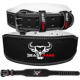 Weight Lifting Belt Leather Heavy Duty Gym Body Building Workout Training Weight Lifting Belt 10 Adjustable Holes 4” Padded Lumbar Back Support Exercise Powerlifting Fitness Squats Strength (S, Black)
